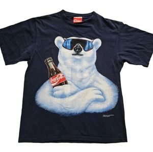 Vintage Coke 94 Polar Bear Navy Blue Tshirt Mens Size XL